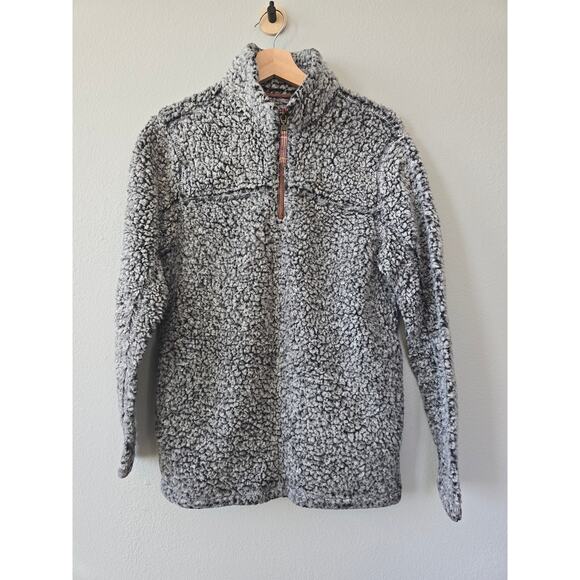 Alpine Sherpa 1/4 Zip Pullover Jacket Tribal Men's Size S Gray Cabincore Winter - Picture 1 of 8